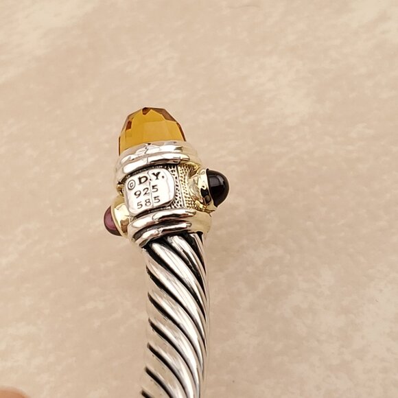 David Yurman Sterling Silver/14K Yellow Gold, Citrine and Garnet, 5mm - Picture 8 of 9